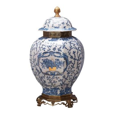 China Blue And White Design Porcelain Disposable Luxury Chinese Ceramic Box For Candies And Dried Fruits for sale