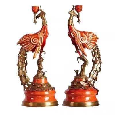 China China Ceramic&copper Classic Candlestick Brass Metal Candle Holder for sale