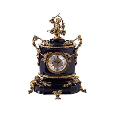 China High-end luxury home decoration porcelain clock accessories brass bell copper bell table clock watch and calendars luxury home furniture for sale