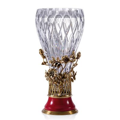 China Art Deco Best OEM Arts and Crafts Supplier Home Art Prague Crystal and Brass Accessories Accent Home Vase for sale