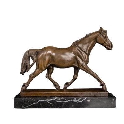 China Modern Wild Animal Art Bronze Running Horse Europe Bronze Statue Sculpt Horse Animal Figurines For Desktop Decoration for sale