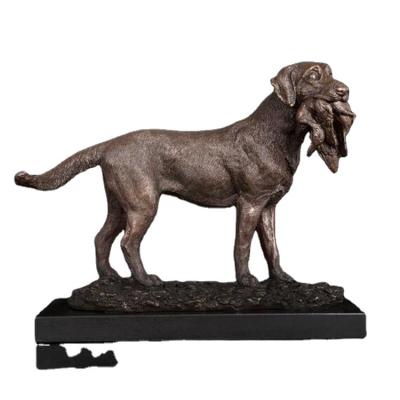 China ArtsHom DW-039 Europe Hunting Dog With Prey Statue Bronze Metal Art Animal Dog Figurines For Home Decor for sale