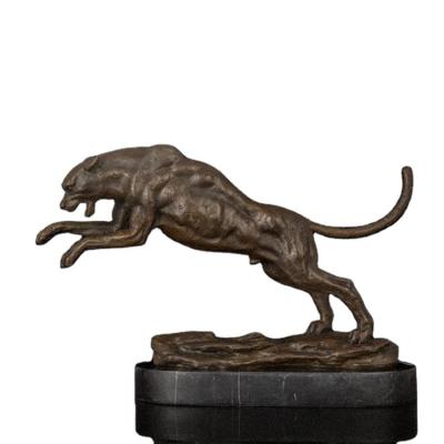 China DW-083 Europe leopard panther statue figurines business decorative bronze animal gift in bronze sculpture desktop art for sale