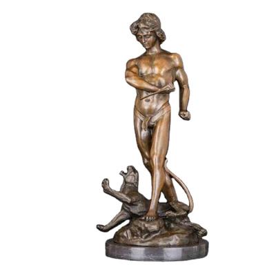 China Europe Large Male Hunters Statue Bronze Artwork Man Sculpture Figurine Antique Collectibles Business Gift DS-503 for sale