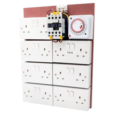 China Hydoponic Ready To Ship Grow Socket Timer Controller Relay Uk Hydroponic Greenhouse 12/14 Way MDF Switch Panel Box for sale