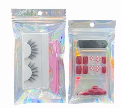 China Security 100 Pcs Smell Proof Bags Resealable Holographic Bag For Gift Food Safe Storage for sale