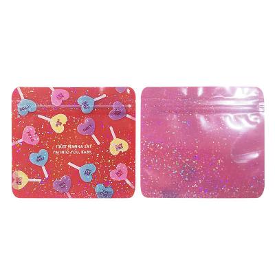 China Clear Security Color Focus Ziplock Bags Glitter Zipper Bag Pouch With Zipper Plastic Holographic Glare Gift Bag for sale