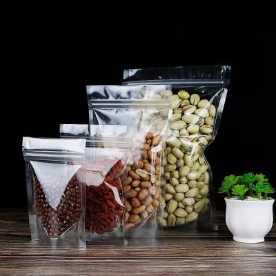 China Custom Ziplock Resealable Clear Cashews Snacks Food Grade Security Side Gusset Dry Packing Bag With Logo for sale