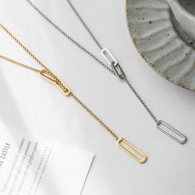 China TONGLING Stainless Steel Women Bar Pendant Necklaces 2021 Trendy Delicate Double Chain Necklace for sale