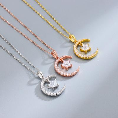 China 2021 FASHIONABLE Tongling necklacewomens diamond necklaces for women 925 silver stars and moon pendant necklaces for sale