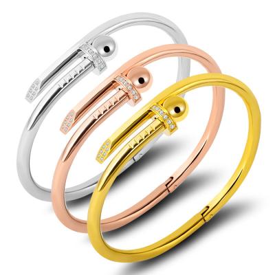 China 2021 Fashion Famous Stainless Steel Brands TONGLING Nail Bracelets Women TRENDY Designer Jewelry Stainless Steel Chain Bracelets for sale