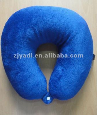 China Memory Spandex Plush Beads U Neck Pillow With Hook With Button - Blue for sale