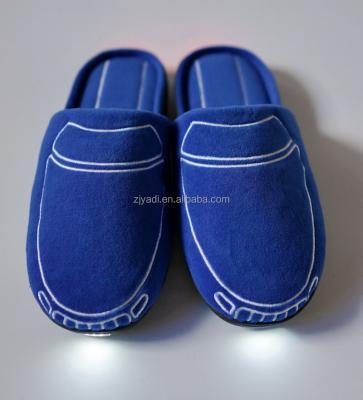 China LED Light Up Luxury Front&Rear Four LED Velvet Luminous Embroidery Slipper, LED Night Light Slipper for sale