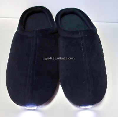 China New LED Color Night Light Slipper Luxury LED Memory Foam Velvet Light Slipper-Black for sale