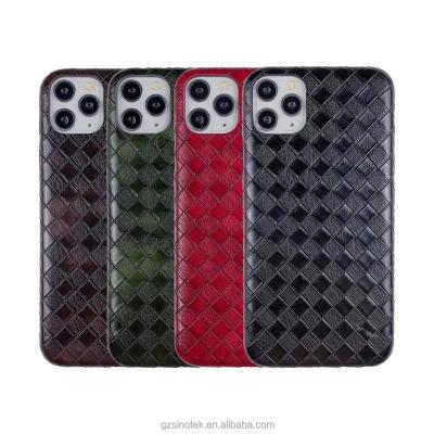 China Genuine Leather Knitted Braided Phone Case Customized OEM Low MOQ Back Cover Case Wholesale PU Back Cover For iphone X XR XS 11 12 pro Max for sale