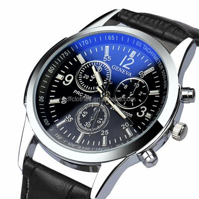 China Simple and stylish men's wristwatch men's blue glass watch band luxury fashion men's quartz wrist watch business leather watch for sale