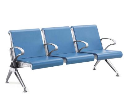 China Modern Airport Chair Factory Sale Stainless Steel Full Cushion PU Cushion Airport Reception Chair For Waiting Area for sale