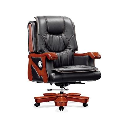 China Wood Office Chair Office Revolving Executive Leather Chair Furniture Project Wood Office Chair for sale