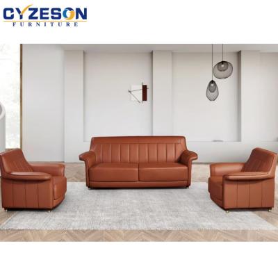 China China Manufacturer Brown Modular Leather PU Reception Waiting Sofa Luxury Office Furniture for sale