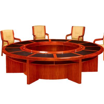 China Table Top China Supplier Thickened MDF Plated Double Layer Board Round Conference Table Executive Round Circular Meeting Table With Power for sale