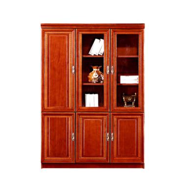 China Antique Factory Wholesale Price OEM MDF+veneer 3 Doors Wooden Glass Door Shelf for sale