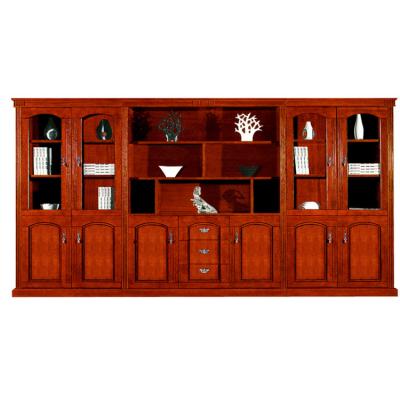 China MDF+veneer Large Size Luxury Classic Traditional Design Wooden Bookcase 7 Doors File Shelf for sale