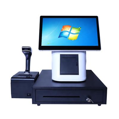 China New Model 15 Inch Capacitive Screen POS Systems With Printer POS Systems 32G/64G/128G SSD Or 500HHD for sale