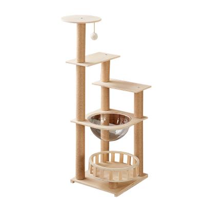 China Fashion Amazon Hit Factory Style Large Cat Tower Tree Housing Simple Durable Cat Tower Stocked Wooden Cat Tower Tree for sale