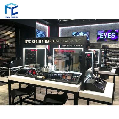 China Wooden Retail Shop Display Shelving For Cosmetic Store Store High Quality Cosmetic Display for sale