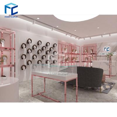 China Modern Or Customize Best Interior Wig Shop Design Display Furniture Wigs Hair Shop for sale