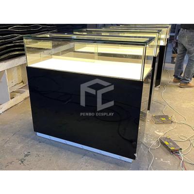 China Modern Or Customize Penbo Vision Full Glass Smoke Shop Showcase LED Display Case for sale