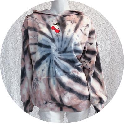 China Jina Wholesale anti-pilling tracker fashionable loose hooded top long sleeve tie dye pastel sweatshirt for sale