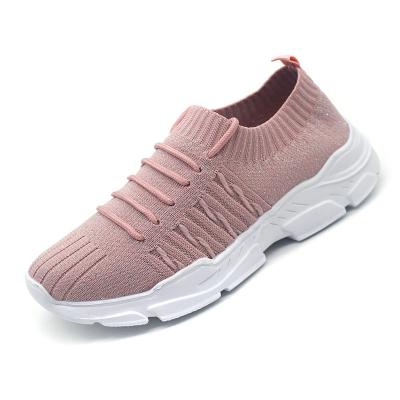 China Blue/grey/red/pink lace up knit low cut cement upper women shoes with cheap price for sale