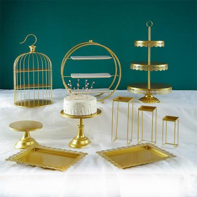 China Viable dessert table ornaments cold meal coffee break table iron birdcage afternoon tea snack cake rack display rack for sale