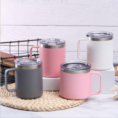 China 14oz Stainless Steel Coffee Mug Insulation Desktop Water Cup 12oz Spray Handle Mug Viable Plastic Wholesale for sale