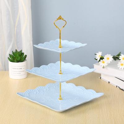 China Fashionable plastic stand wedding 3-layer viable unbreakable decorative western-style cake birthday tea time for sale