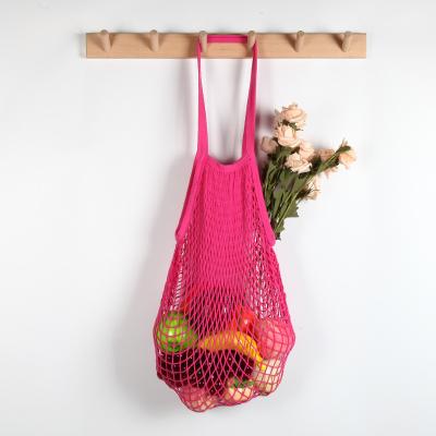 China 100% Washable Net Mesh String Organic Long Handle Cotton Grocery Bags Eco-friendly Portable Reusable Fruit and Vegetable Bag for sale