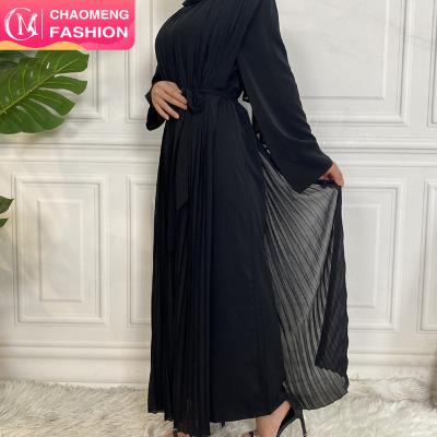 China Nida/Muslim Maxi Long Pleated Jumpsuit With Belt Chiffon Abaya Dress Islamic Clothing Chiffon Fashion 6537# 2021 for sale