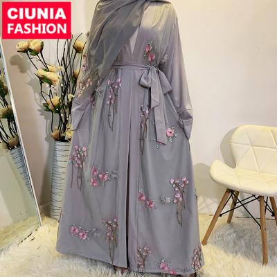 China 1845# Polyester Soft Wear Turkey Abaya Embroidery Muslims Kimono Kimono Robe Soft Style Islamic Clothing Abaya for sale