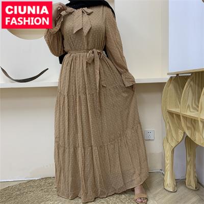 China 6319# Middle East Women Dress Loose Friday Ramadan Large Muslim Dress S M L XL 2XL Sleeve Bell O-Neck Long Sleeve Women Dress for sale