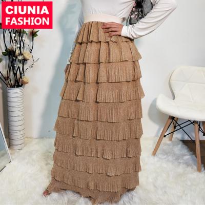 China 2238#Latest Women's Islamic Shiny Skirt Maxi Skirt Summer Multi Color Anti-Static Muslim Ankle Length for sale