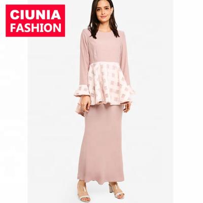 China CMJ14# Dongguan Factory Indonesia Polyester Women Clothing Malaysia Baju Islamic Kurung Muslim Dress S~3XL/Customized for sale