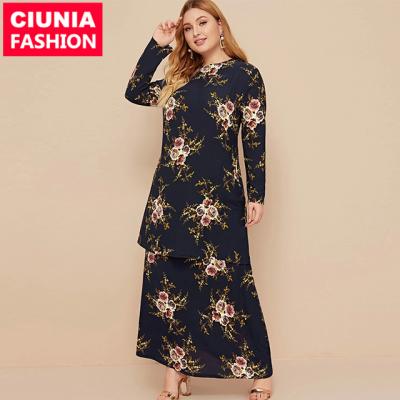 China Hot Sale 6089# Casual Print Muslim Dress For Plus Size Malaysia Baju Modern Kurung M L XL XXL 3XL 4XL 5XL Women Clothing Fashion/Customized for sale