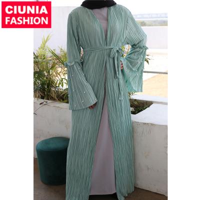 China 1626#Simple deign islamic muslim dress women clothing fashion design loose beading pleated muslim women abaya in dubai S-3XL/Customized for sale