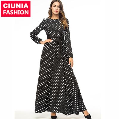 China Wholesale Clothing Polka Design Plus Size 6126#latest Casual Women's Sleeve Dresses Plus Dot Long Maxis for sale