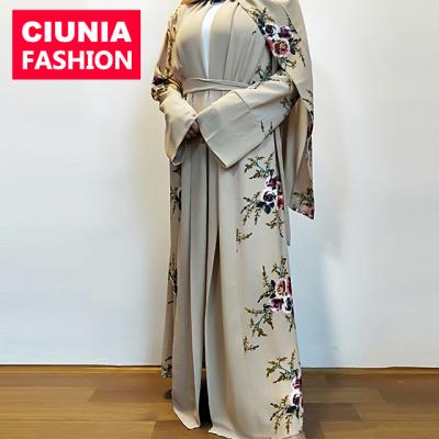 China CM02# Floral Design Bubble Chiffon Butterfly Long Sleeve Fabric Soft Dubai Abaya For Women New Pattern 2019 S-2XL/Customized Wholesale for sale