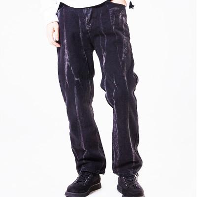 China Viable High Quality Simple Fashion Loose Color Men's Loose Washed Jeans With Highlights for sale