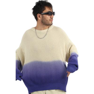 China Anti-Wrinkle Custom Design Mens Casual Pullover Gradient Oversized Short Warm Knitted Sweater for sale