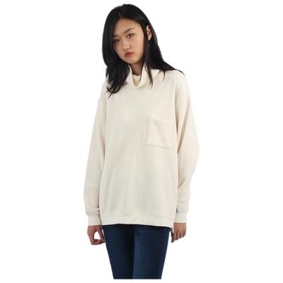 China Anti-wrinkle Women Fall Waffle Top Sweater Cotton Winter New Solid Color Female Thin Knitted Sweater Neck Adjustment Sweater for sale