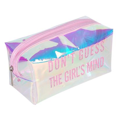 China 2021 fashion wholesale high quality clear pink holigraphic cosmetic bags beautiful for sale